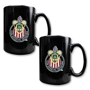 hidden Chivas USA 2 pc Black Ceramic Mug Set