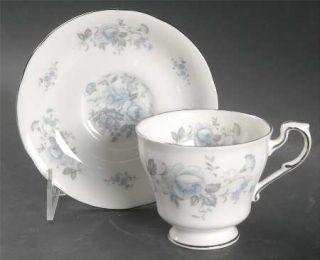 Royal Standard Melody Footed Cup & Saucer Set, Fine China Dinnerware   Blue/Gray