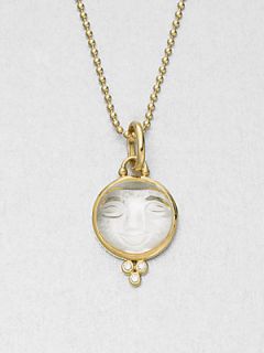 Temple St. Clair Carved Crystal Moon Face 18K Yellow Gold Enhancer   Gold