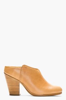 Rag And Bone Camel Grained Leather Enid Mules