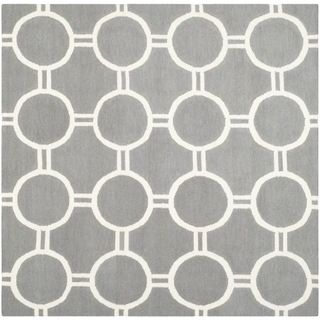 Safavieh Hand woven Moroccan Dhurrie Grey/ Ivory Wool Rug (6 Square)