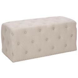 Safavieh Florence Beige Tufted Rectangle Ottoman (BeigeMaterials Birch Wood and Linen Blend FabricDimensions 16.1 inches high x 35 inches wide x 16.1 inches deep )