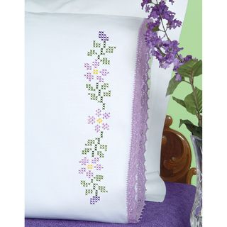 Stamped Pillowcases With Hemstitched Edge 2/pkg starflowers