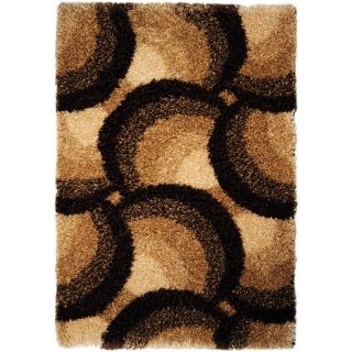 Chic Luxurious Soft Shag Waves Brown Beige Area Rug (34 X 48)