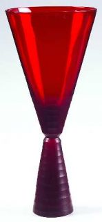 Mikasa Pure Red Water Goblet   All Red,Concentric Cut Bands,V Shape