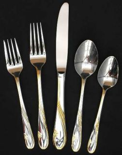 Gorham Golden Swirl (Stainless Gold) 5 Piece Place Setting   Stainless, 18/8, Au