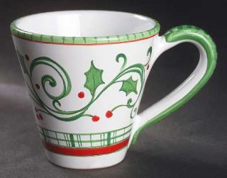 Presenttense O Tannenbaum Mug, Fine China Dinnerware   Green/Red, Christmas Pla