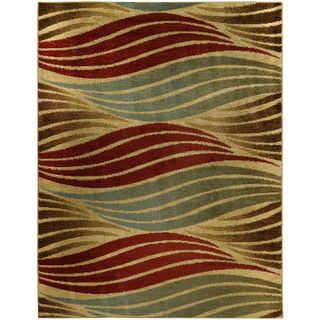 Striped Wave Ivory Contemporary Area Rug (710 X 106)
