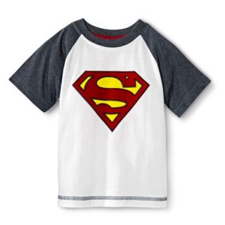 Superman Infant Toddler Boys Raglan Short Sleeve Tee   White 4T