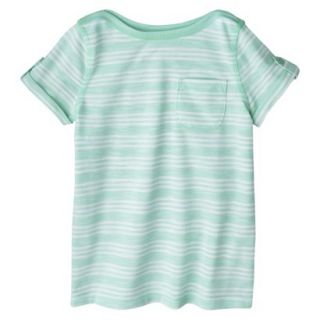 Cherokee Infant Toddler Girls Short Sleeve Striped Tee   Nettle Green 4T