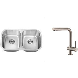 Ruvati RVC2525 Combo Stainless Steel Kitchen Sink and Stainless Steel Set