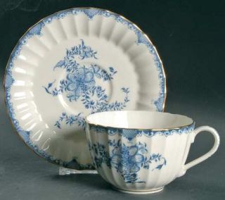 Royal Worcester Mansfield Blue Oversized Cup & Saucer Set, Fine China Dinnerware