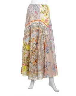 Floral Quilted Voile Maxi Skirt