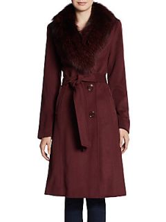 Fur Collar Wool Blend Coat