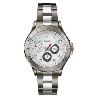 Mens Timex Two Tone Bracelet Watch   Silver/White
