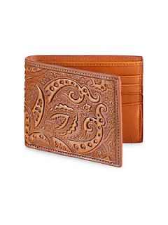Robert Graham Rich Paisley Leather Wallet   Brown