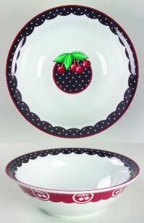 Mary Engelbreit Cherry Cameo Coupe Cereal Bowl, Fine China Dinnerware   White &