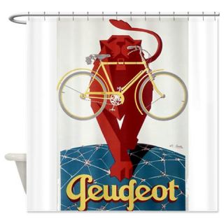  Peugeot, Lion, Bicycle, Vintage Poster Shower Curt  Use code FREECART at Checkout