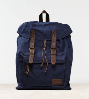 Navy AEO Canvas Backpack, Mens One Size