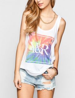 Tie Dye Womens Double Scoop Tank White In Sizes X Small, Small
