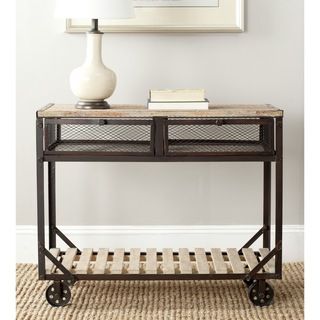 Safavieh Shroder Natural Rolling Console Table (NaturalMaterials Fir WoodDimensions 29.5 inches high x 36 inches wide x 15.7 inches deepThis product will ship to you in 1 box.Minor assembly required )
