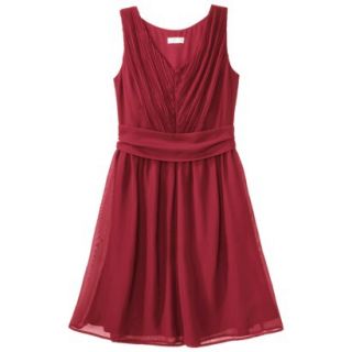 TEVOLIO Womens Plus Size Chiffon V Neck Pleated Dress   Stoplight Red   18W
