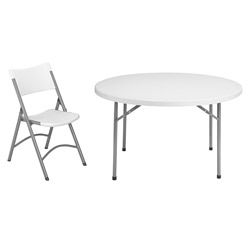 Nps 48 inch Round Folding Table And Set Of 4 Chairs