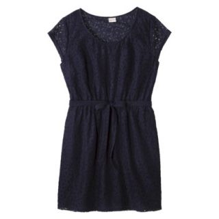 Merona Womens Plus Size Short Sleeve Lace Overlay Dress   Navy 1X