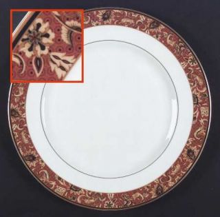 Wedgwood Persia (Newer, 1997) Dinner Plate, Fine China Dinnerware   Rust Band,Ta