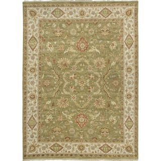 Hand knotted Green Oriental Pattern Wool Rug (6 X 9)