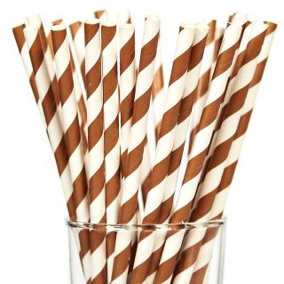 Chocolate Striped Paper Straws (25)