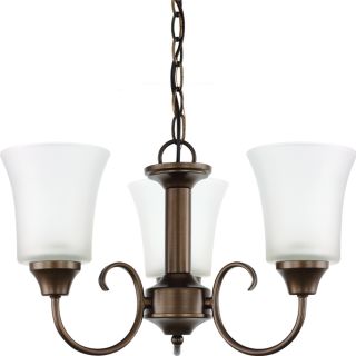 Holman 3 light Bell Metal Bronze Chandelier With Satin Etched Glass