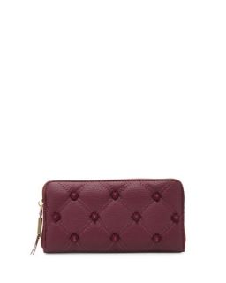 Empress Quilted Spiked Zip Wallet, Berry