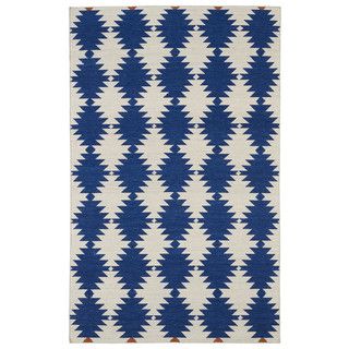 Flatweave Tribeca Blue Wordly Wool Rug (9 X 12)