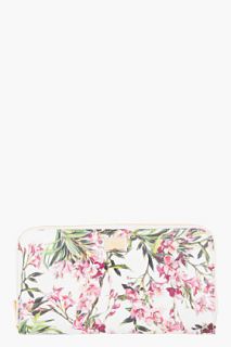 Dolce And Gabbana White Patent Leather Floral Continental Wallet