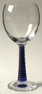 Unknown Crystal Unk739 Cobalt Blue Water Goblet   Stacked Cobalt Blue Wafers,Cle