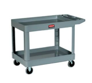 Rubbermaid 2 Shelf Utility Cart   500 lb Capacity, Open Base, Beige